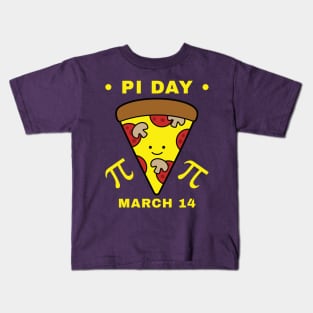 Pi Day March 14 Kawaii Pizza Slice Kids T-Shirt